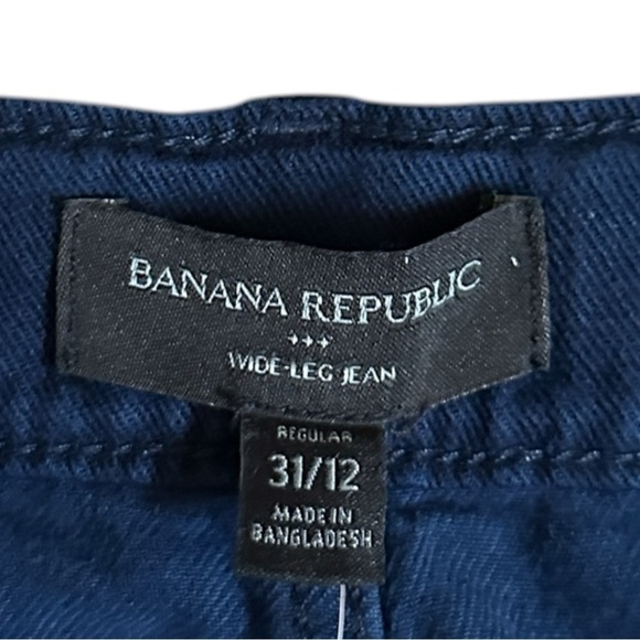 Banana Republic Wide Leg Cargo Jeans 12 NWT Navy Cotton Twill High Rise Utility - Picture 8 of 10